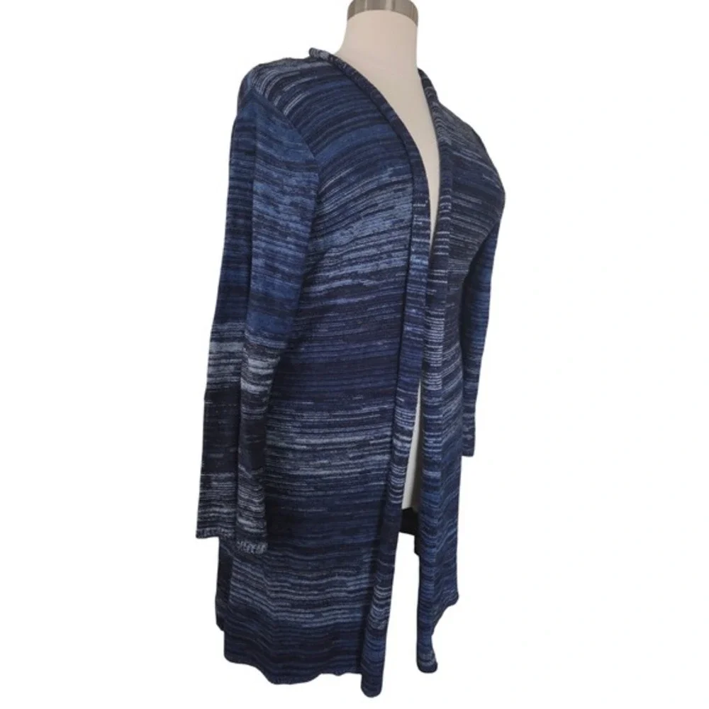 Great Northwest Indigo Womens 3X Blue Space Dye Open Front Longline Cardigan